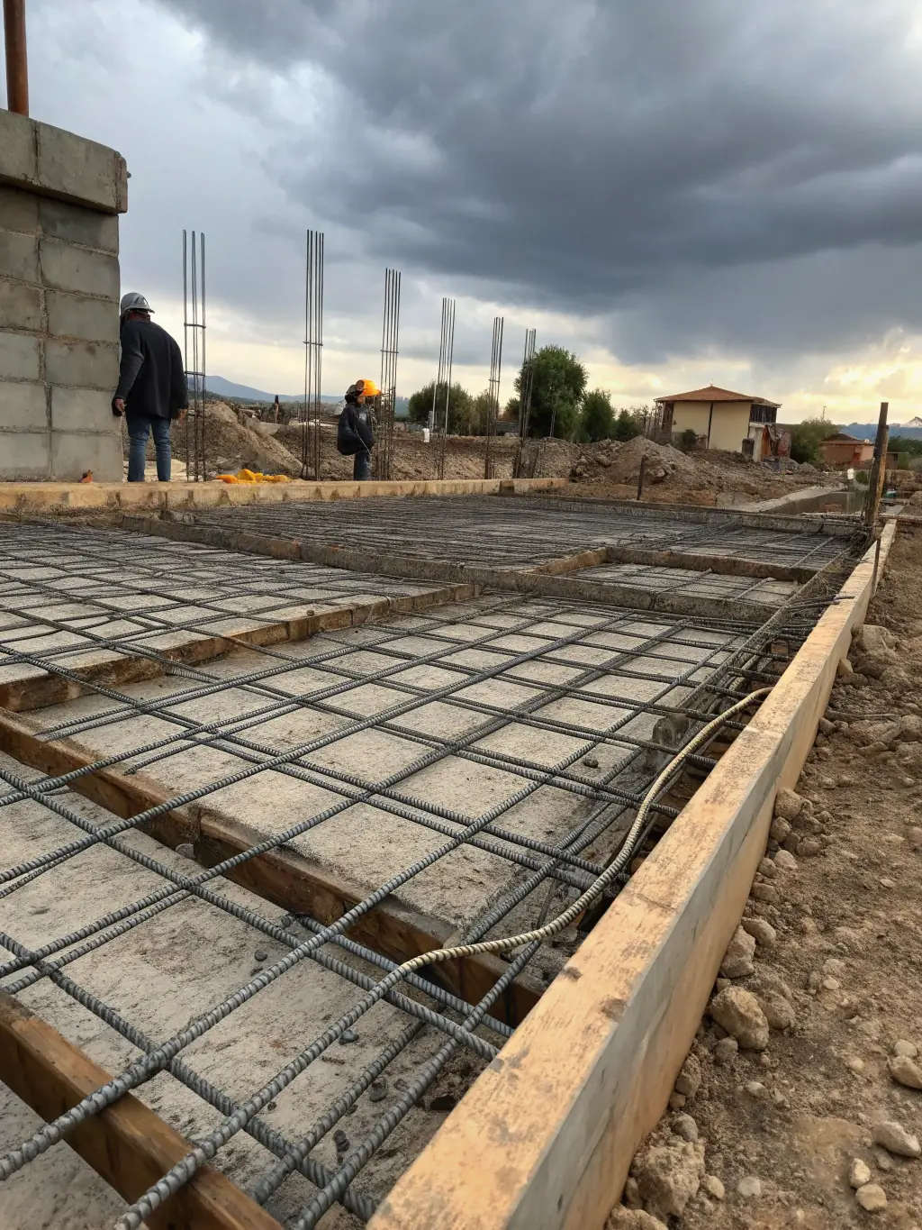 An image showing the process of reinforcing a foundation with steel beams, illustrating the strength and durability of HomeRepairPro's repair methods.
